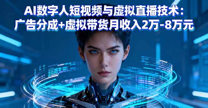 AI数字人短视频与虚拟直播技术：广告分成+虚拟带货月收入2万-8万元