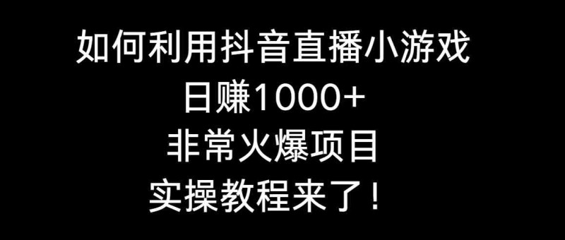 如何利用抖音直播小游戏日赚1000+，非常火爆项目，实操教程来了！(抖音直播游戏靠什么赚钱)