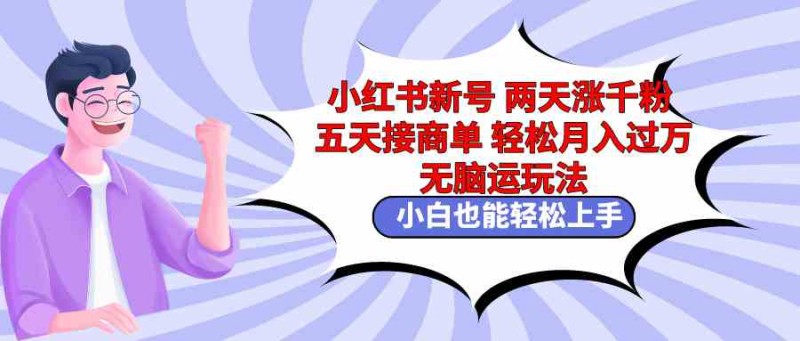 小红书新号两天涨千粉五天接商单轻松月入过万 无脑搬运玩法