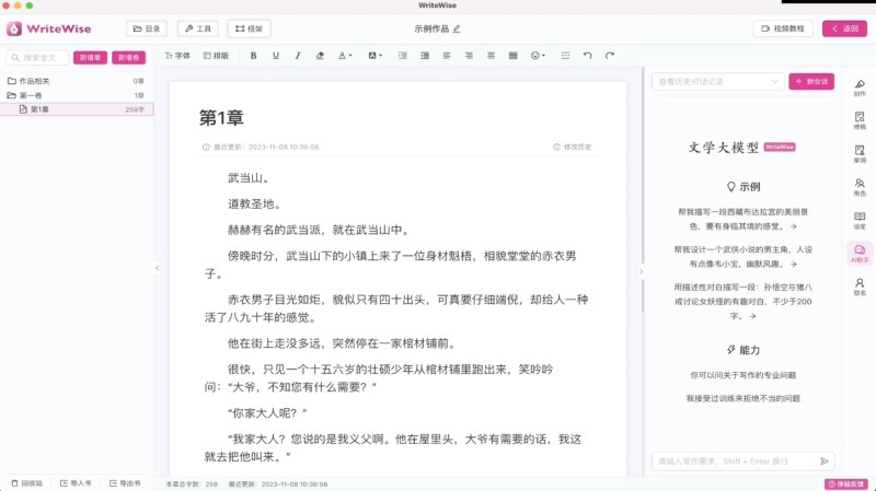WriteWise ai小说写作工具 v1.0.3绿色便携版