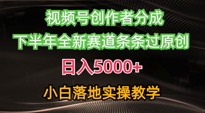 视频号创作者分成最新玩法，日入5000+  下半年全新赛道条条过原创