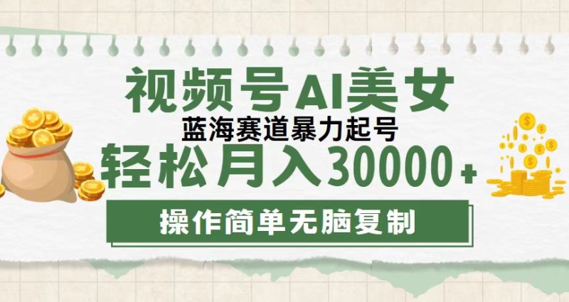 视频号AI美女跳舞，轻松月入30000+，蓝海赛道，流量池巨大，起号猛，无…