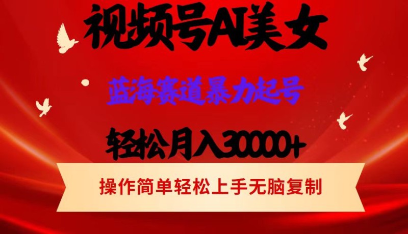 视频号AI美女跳舞，轻松月入30000+，蓝海赛道，流量池巨大，起号猛，当…