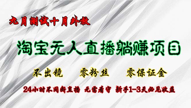 淘宝无人直播最新玩法，九月测试十月外放，不出镜零粉丝零保证金，24小…