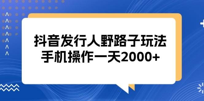 抖音发行人野路子玩法，手机操作一天2000+