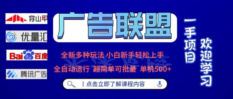 广告联盟 全新多种玩法 单机500+  全自动运行  可批量运行