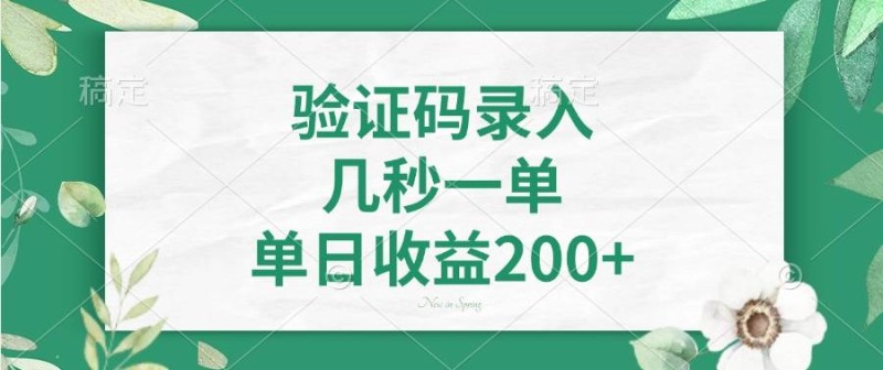 验证码录入，几秒一单，单日收益200+
