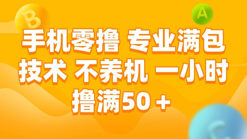 手机零撸 专业满包技术 不养机 一小时撸满50+